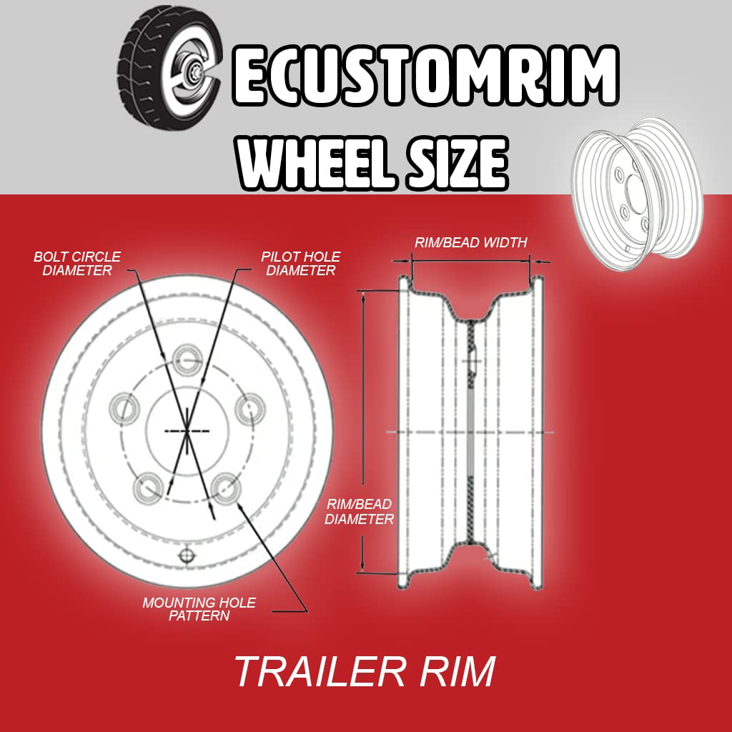 Foto 7 | Llantas De Remolque Ecustomrim Heavy Duty, 16 X 6, 8 Lengüetas, Acero Plateado - Venta Internacional.