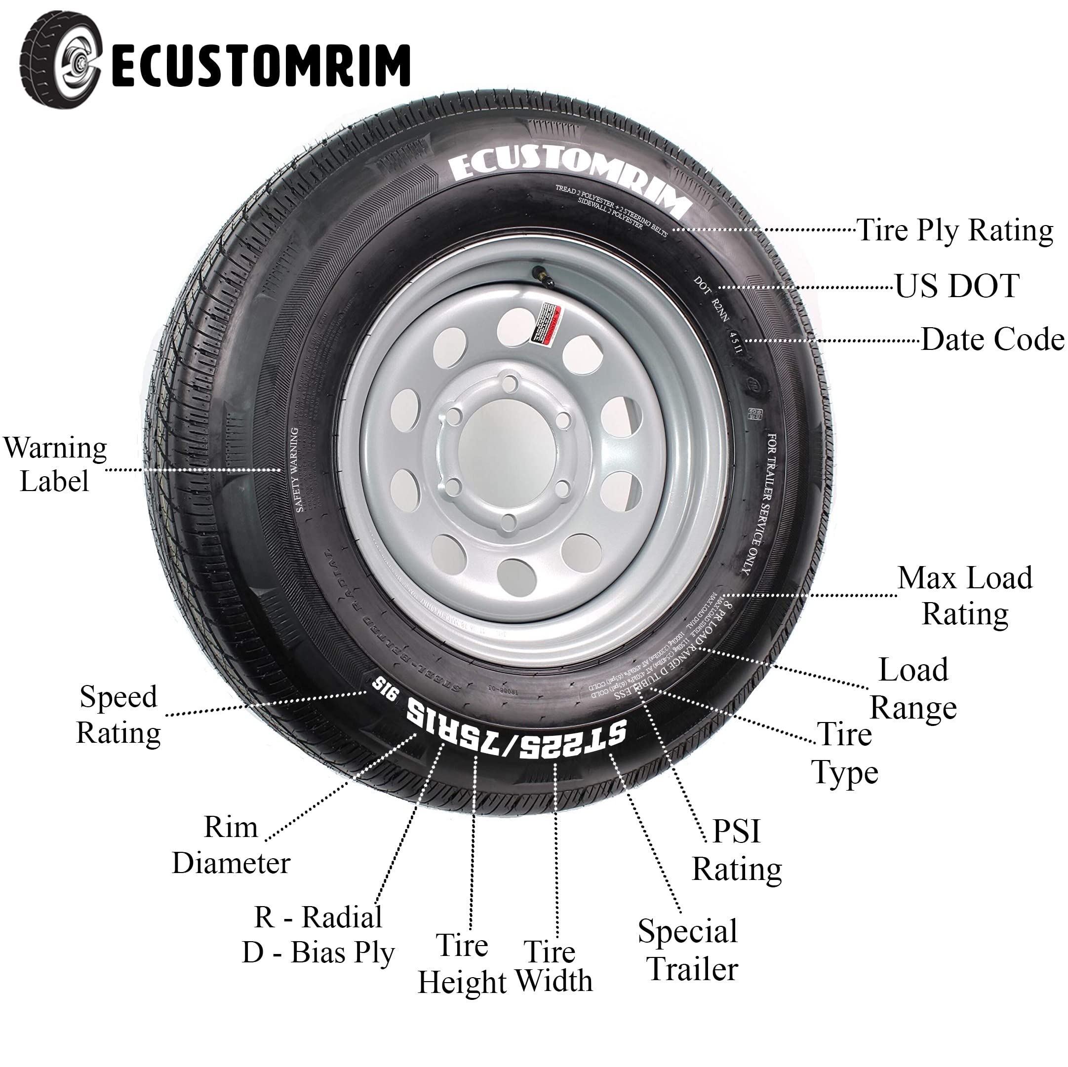 Foto 7 | Neumáticos Para Remolque Ecustomrim St175/80d13 175/80 13 Load C, Paquete De 2 - Venta Internacional.