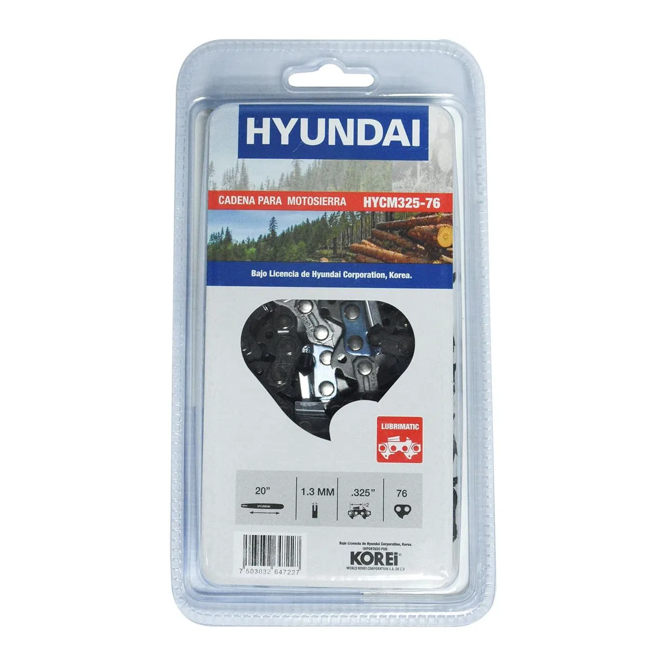 Foto 3 pulgar | Cadena En Blister 20'' Paso .325'' 1.3 Mm 38 Dientes 76 Eslabones Hyundai - Hycm325-76