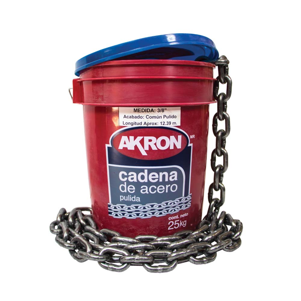 Foto 1 | Cadena Akron 3/8'' De Acero Pulida Cubeta Con 25 Kilos (aprox)