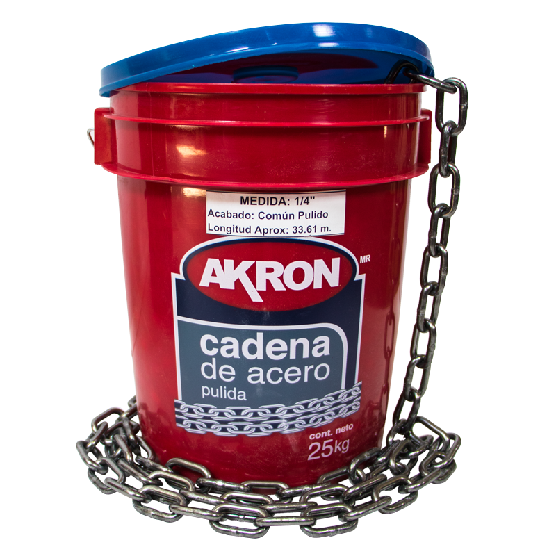 Foto 1 | Cadena Akron 1/4'' De Acero Pulida Cubeta Con 25 Kilos (aprox)