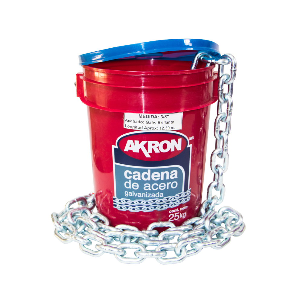 Foto 1 | Cadena Akron 3/8″ De Acero Galvanizada Cubeta Con 25 Kilos
(aprox)