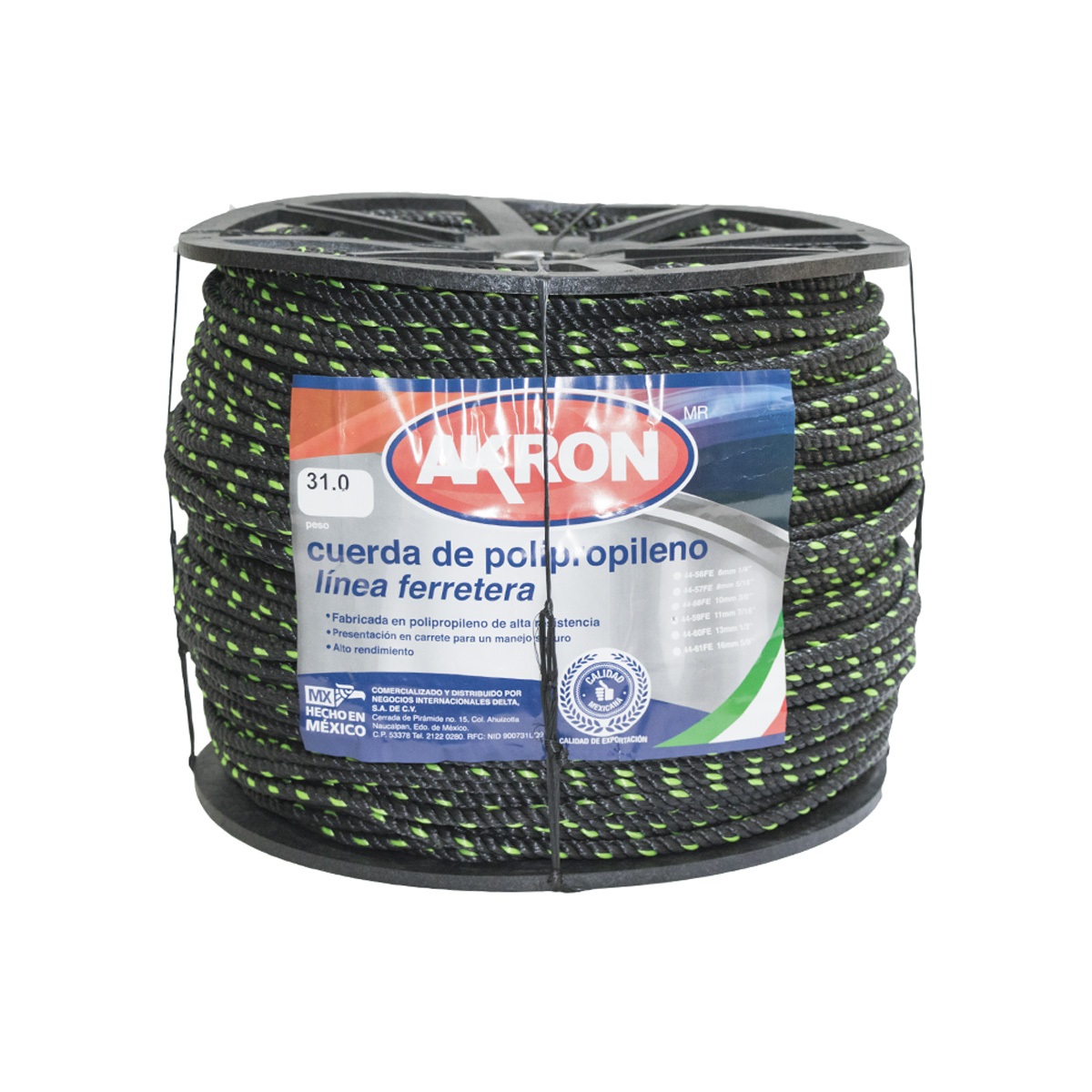 Foto 2 pulgar | Cuerda De Polipropileno Akron Linea Ferreteria 11mm 7/16” Rollo 30kg Aprox