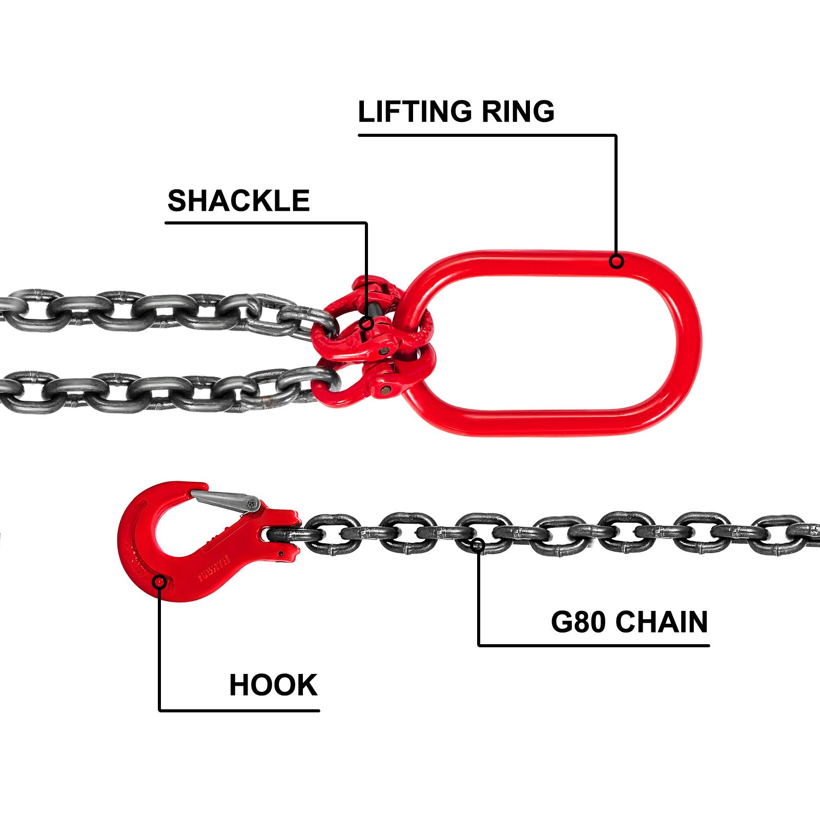 Foto 3 | Cadena Tipo Bandolera Vevor De 4 Toneladas De Capacidad, 1,14 Cm X 1,52 M, Doble Pata - Venta Internacional.