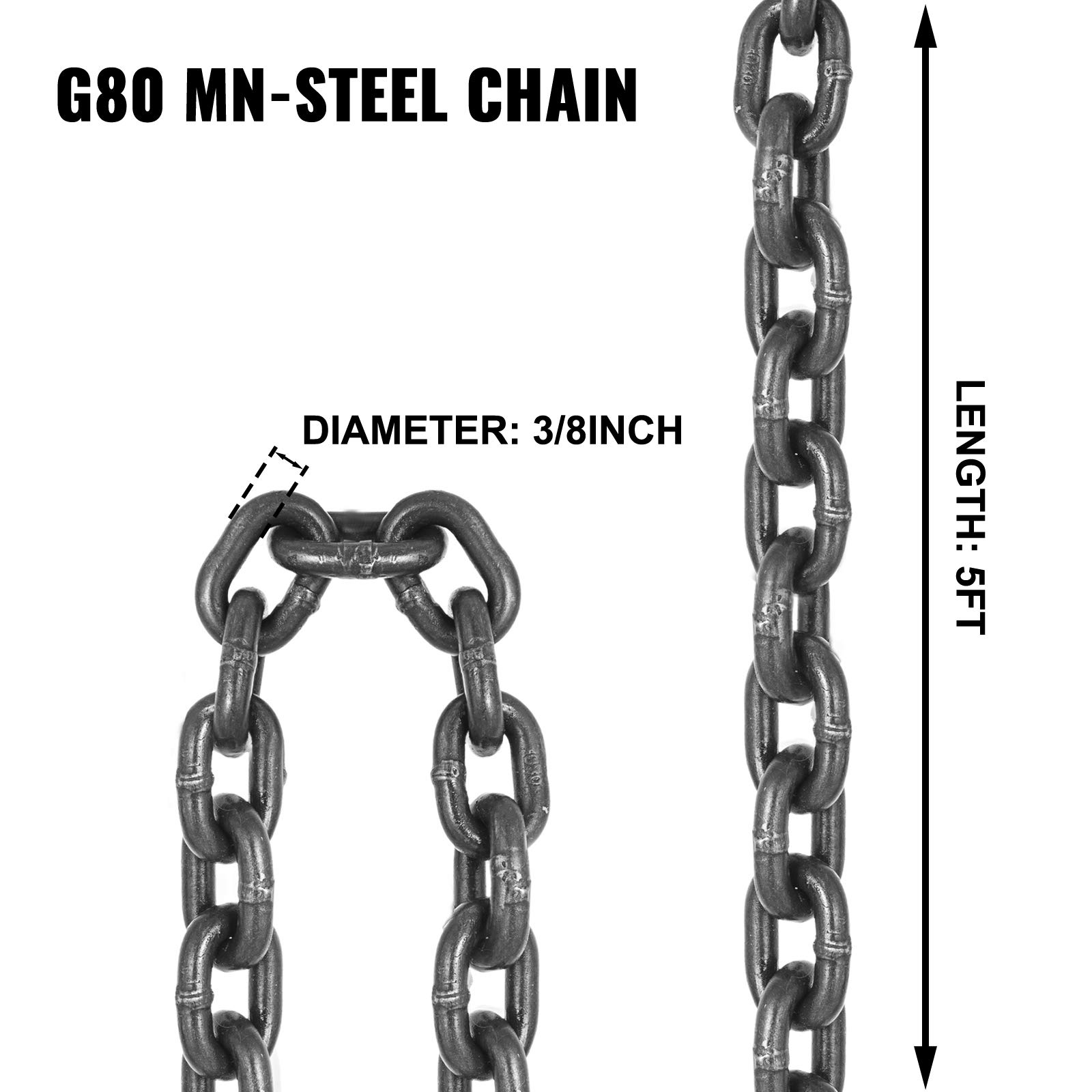 Foto 4 | Cadena Tipo Bandolera Vevor De 4 Toneladas De Capacidad, 1,14 Cm X 1,52 M, Doble Pata - Venta Internacional.