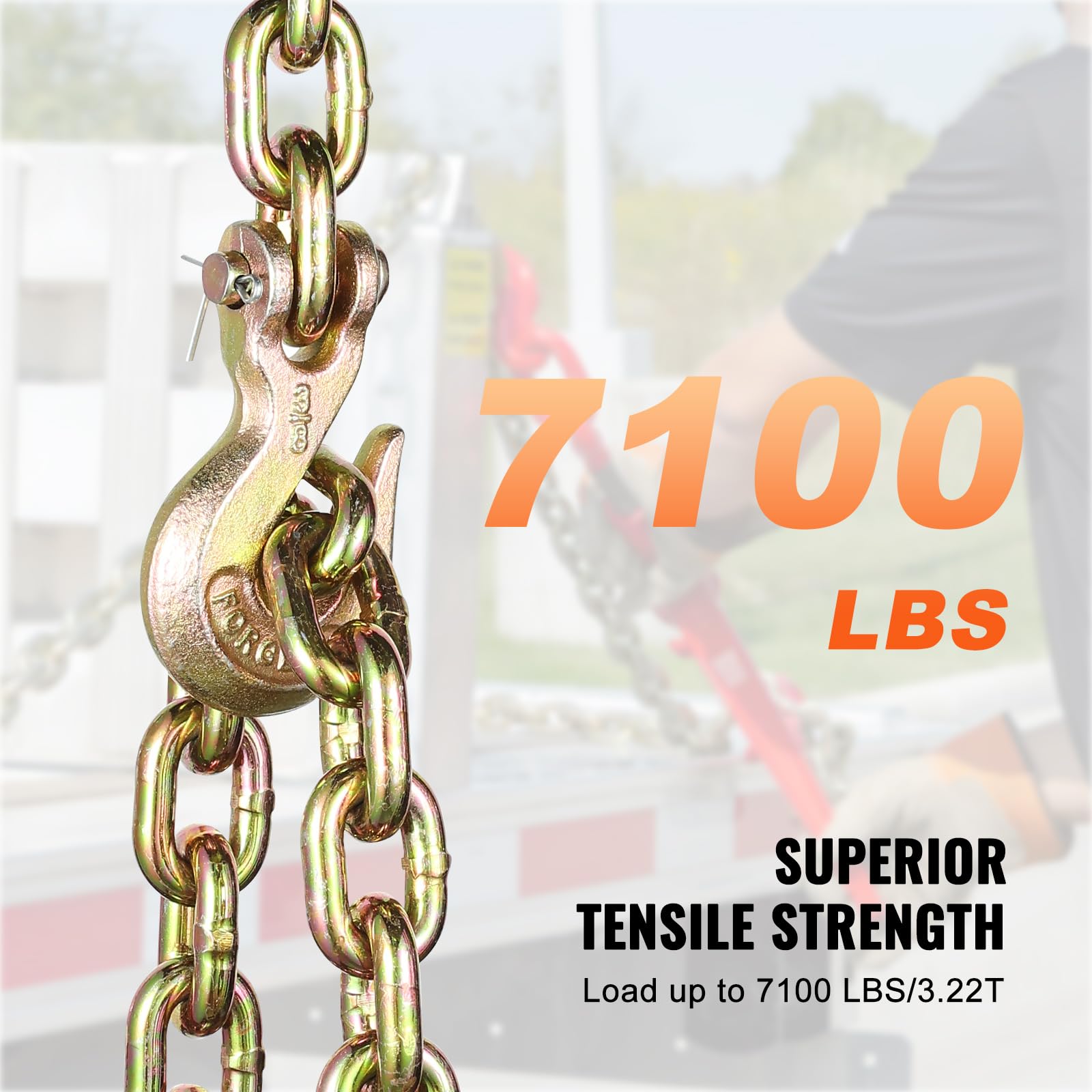 Foto 5 | Cadena De Encuadernación De Transporte Vevor G80 De 3/8 X 10.3 Pies Con Ganchos Tipo Horquilla - Venta Internacional.