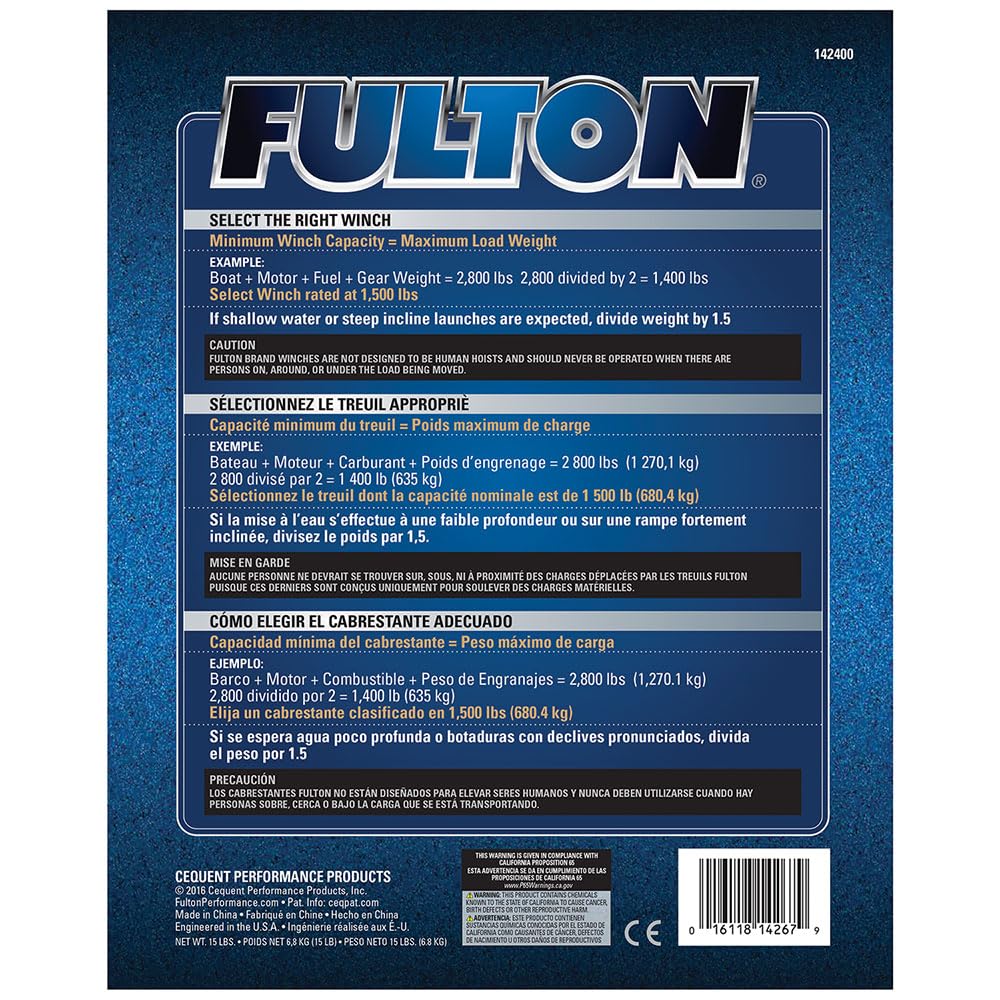 Foto 6 pulgar | Cabrestante Para Remolques Y Barcos Fulton 142400, 907 Kg, Capacidad De 10 Cm, Mango - Venta Internacional.