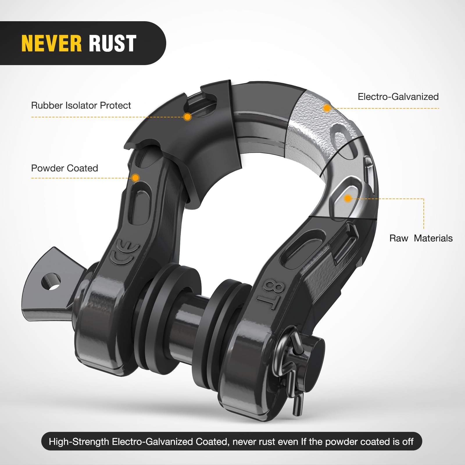 Foto 4 pulgar | Grillete En Forma De D Nilight 3/4 Mega De 8 Toneladas Con Pasador De Rosca De 7/8 - Venta Internacional.
