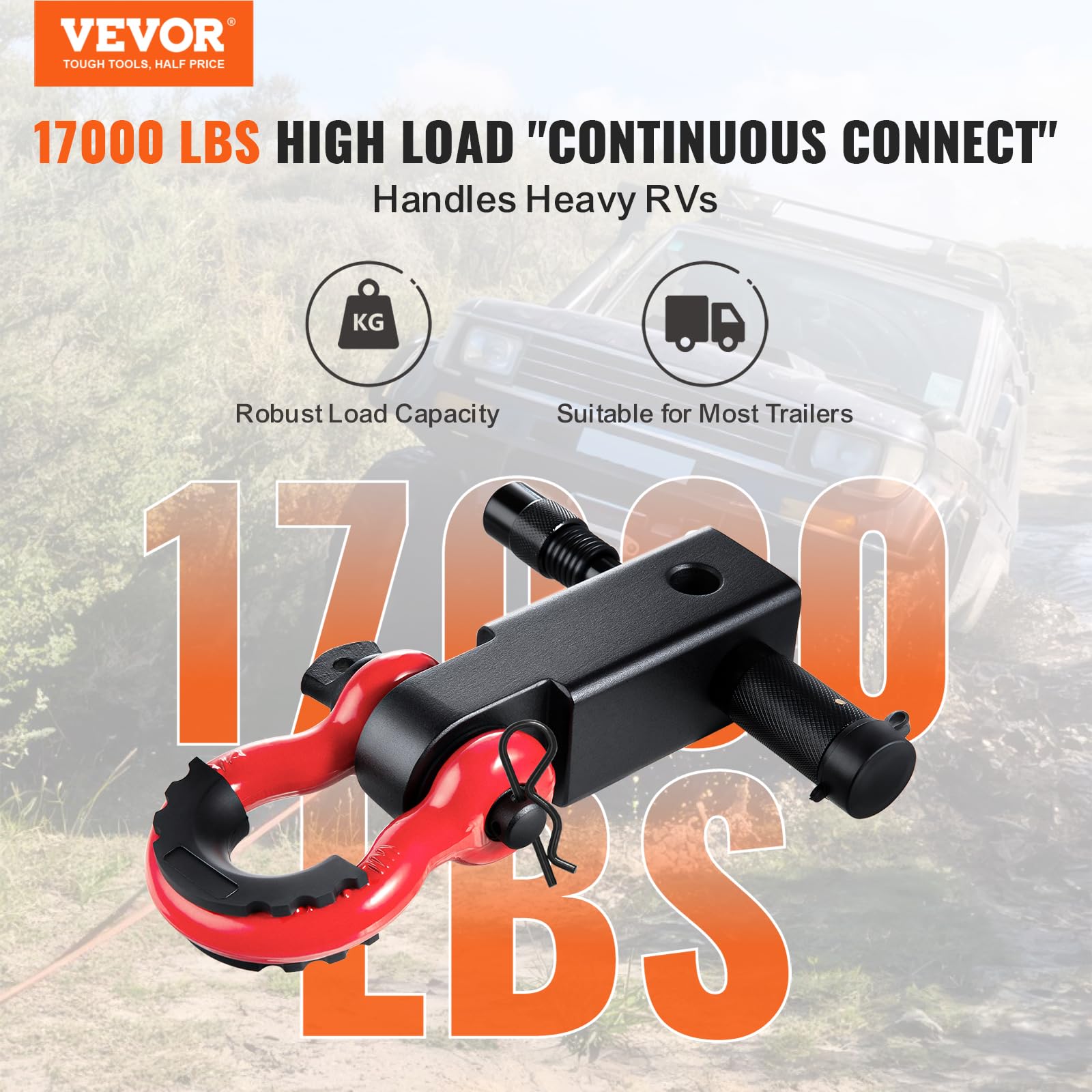 Foto 2 | Receptor Shackle Hitch Vevor Para 2 Receptores De 30 000 Kg - Venta Internacional.