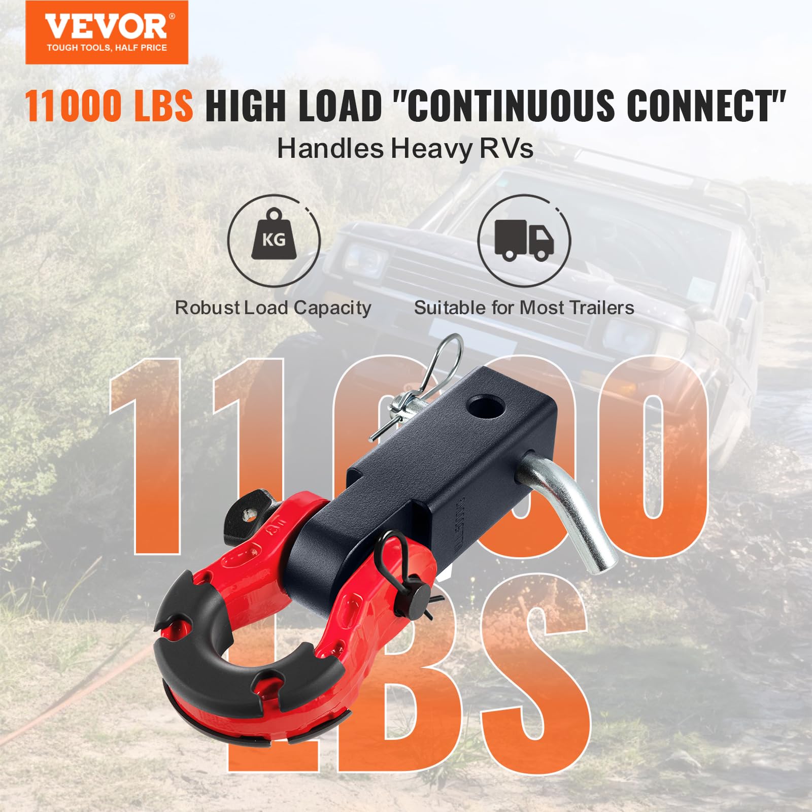 Foto 3 pulgar | Receptor Shackle Hitch Vevor Para 2 Receptores De 30 000 Kg - Venta Internacional.