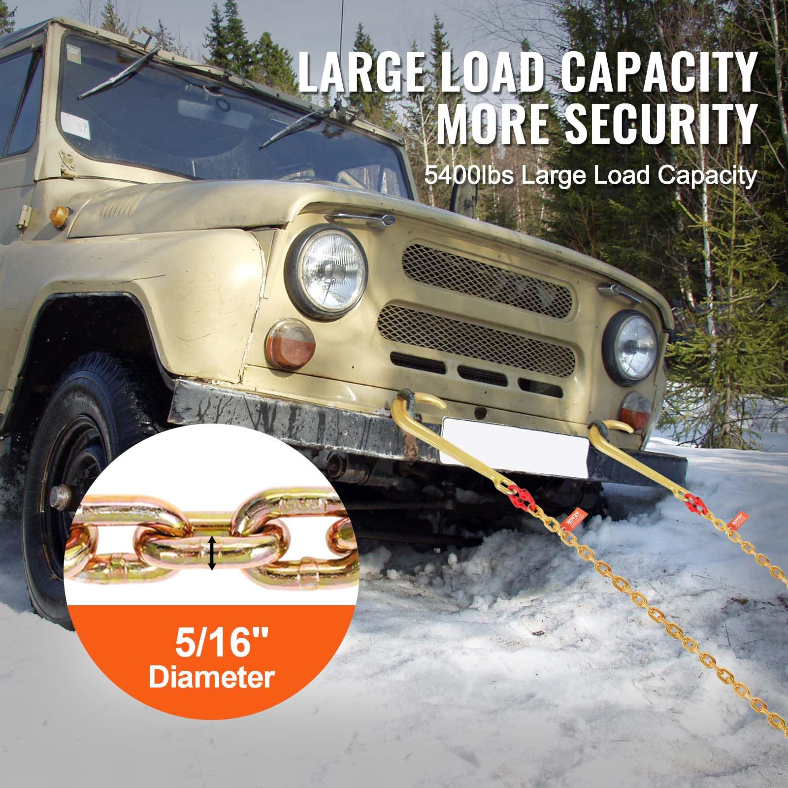 Foto 3 | Cadena De Remolque Vevor J Hook, 5400 Libras, Carga De Trabajo De 5/16 X 6 Pies G80 - Venta Internacional.