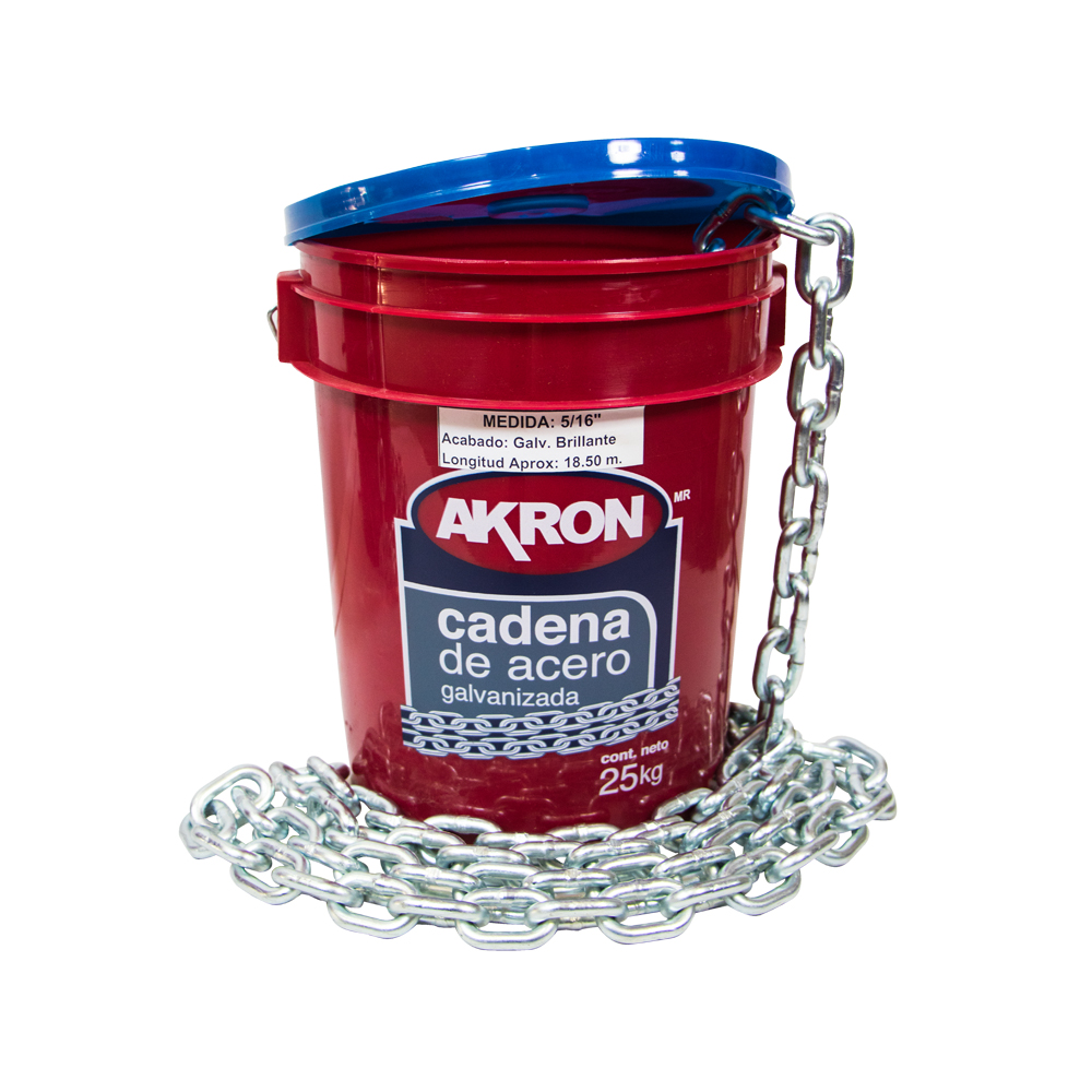 Foto 1 | Cadena Akron 5/16″ De Acero Galvanizada Cubeta Con 25 Kilos
(aprox)