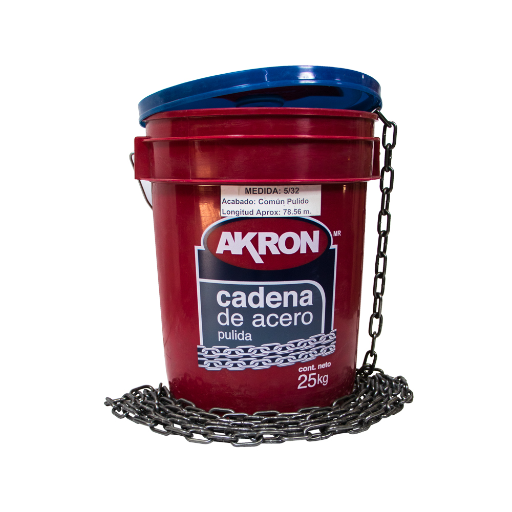 Foto 1 | Cadena Akron 5/32'' De Acero Pulida Cubeta Con 25 Kilos (aprox)