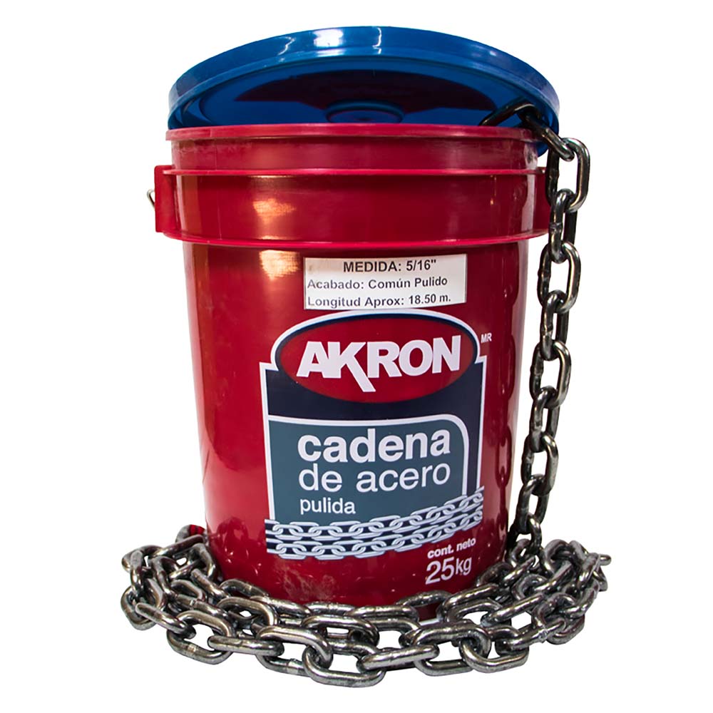 Foto 1 | Cadena Akron 5/16'' De Acero Pulida Cubeta Con 25 Kilos (aprox)
