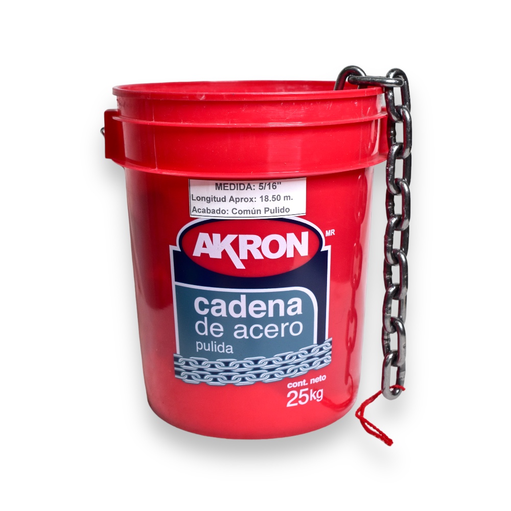 Foto 2 | Cadena Akron 5/16'' De Acero Pulida Cubeta Con 25 Kilos (aprox)