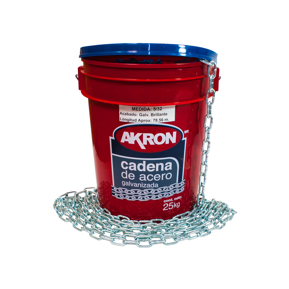 Foto 2 pulgar | Cadena Akron 5/32″ De Acero Galvanizada Cubeta Con 25 Kilos
(aprox)