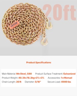 Foto 7 | Transport Binder Chain Vevor Límite De Carga De Trabajo De 4900 Libras - Venta Internacional.