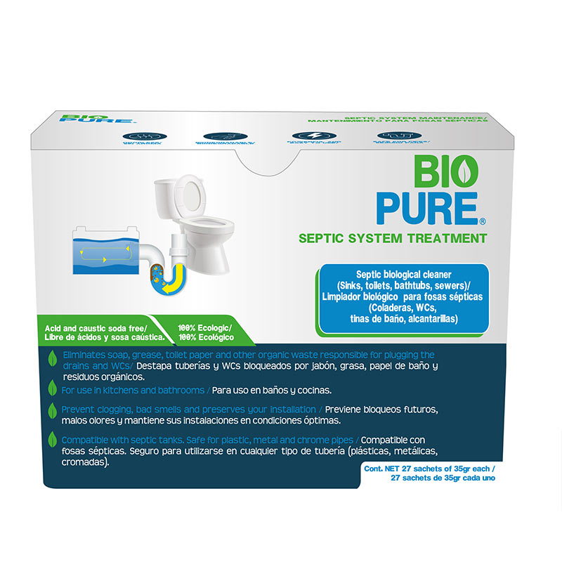 Tratamiento para Fosas Sépticas para Wc Lavamanos Tuberías 27 Sachets Biopure