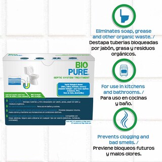 Foto 3 | Tratamiento para Fosas Sépticas para Wc Lavamanos Tuberías 27 Sachets Biopure