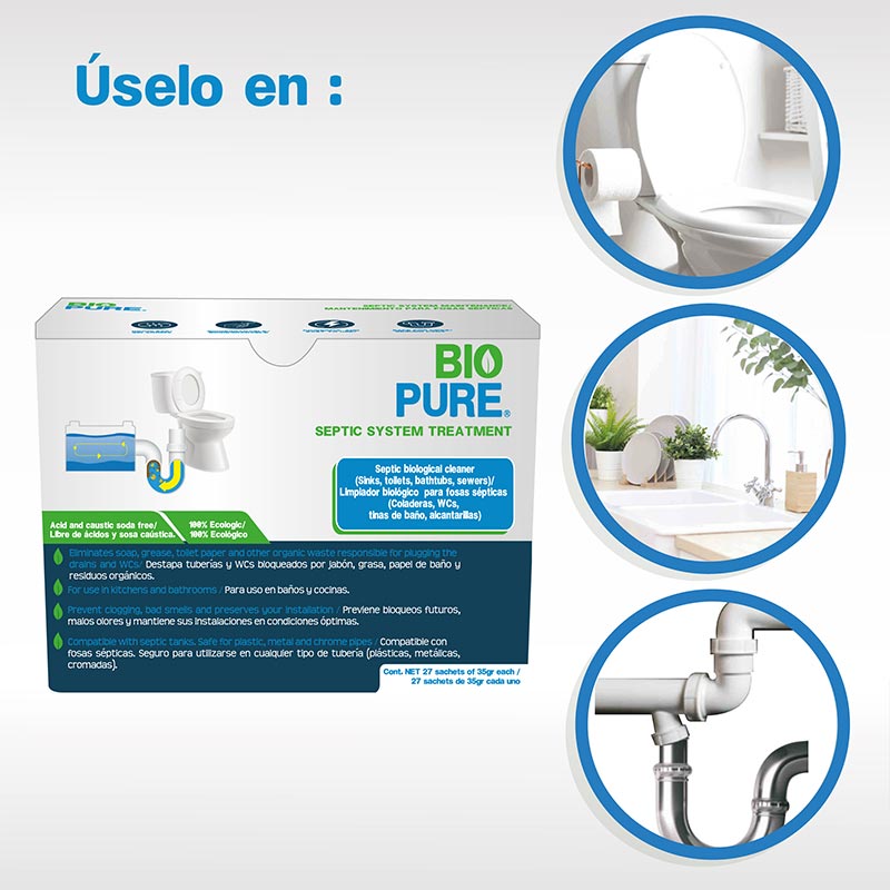 Foto 3 pulgar | Tratamiento para Fosas Sépticas Biopure Fórmula Biológica Ideal para Wc Lavamanos Tuberías