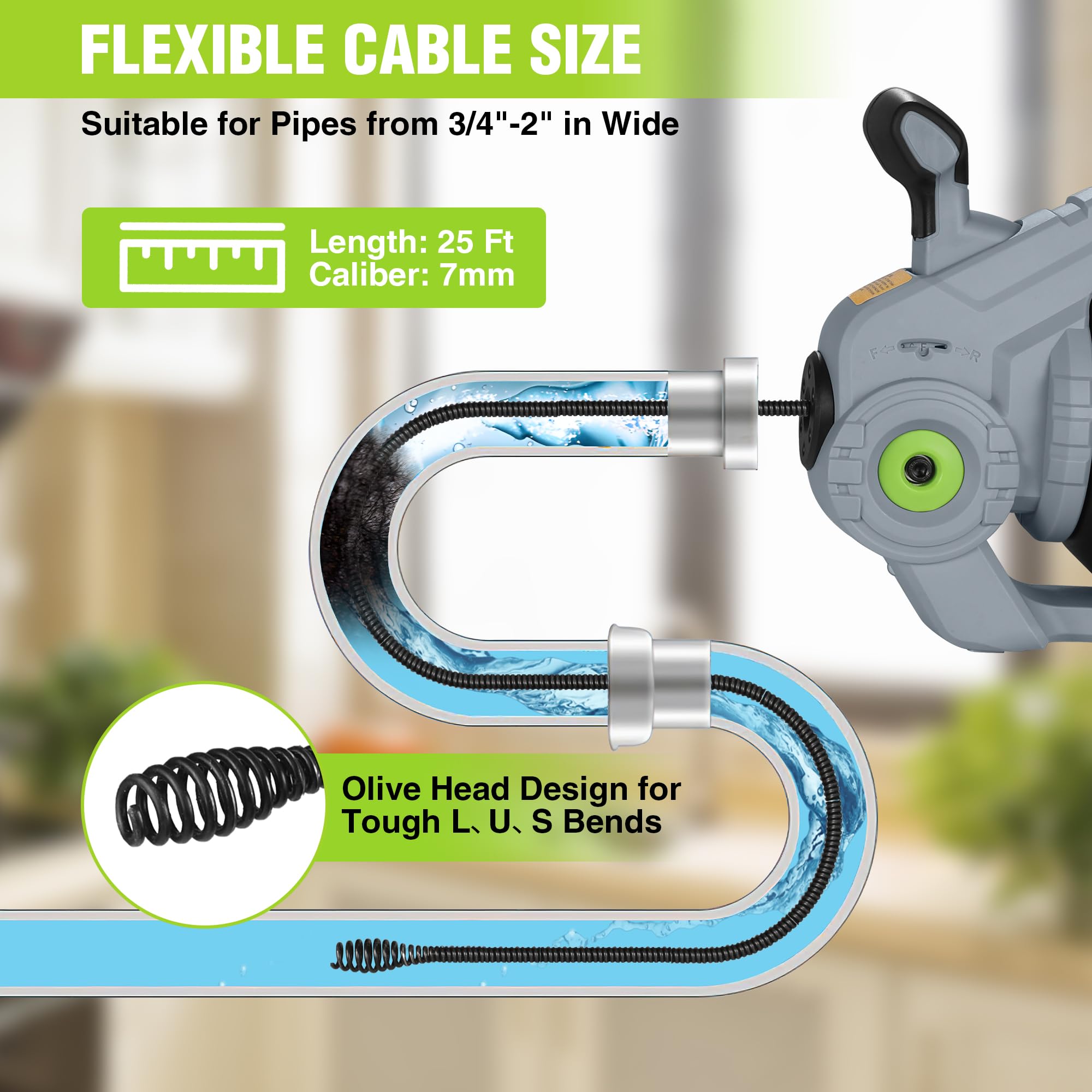 Foto 2 | Barrena de Desagüe Eléctrica Workpro de 20 V con Serpiente de Plomería de 25 Pies - Venta Internacional