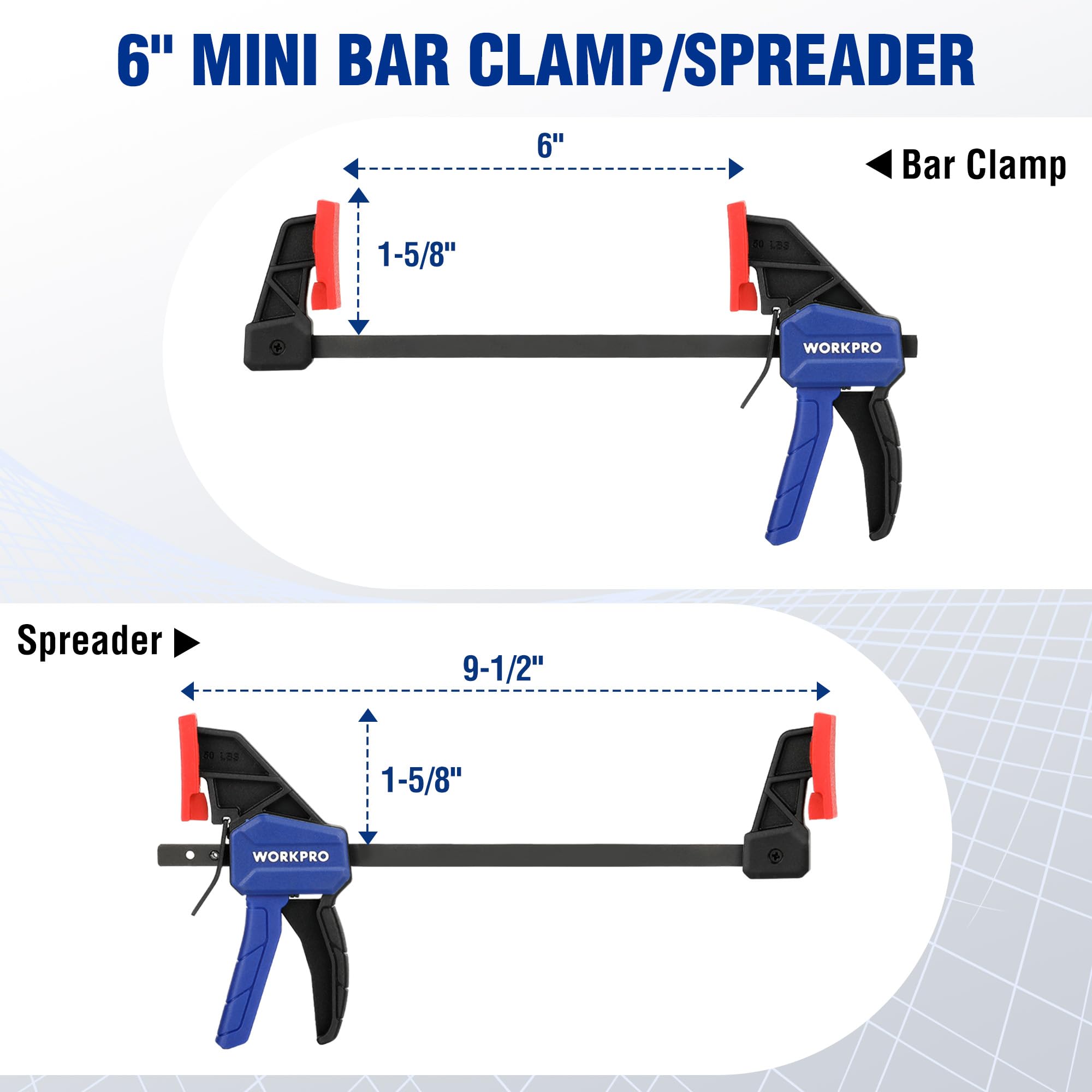Foto 4 pulgar | Pinzas De Barra Workpro 6 Mini Para Carpintería, 50 Libras, Carga 4 Unidades - Venta Internacional.