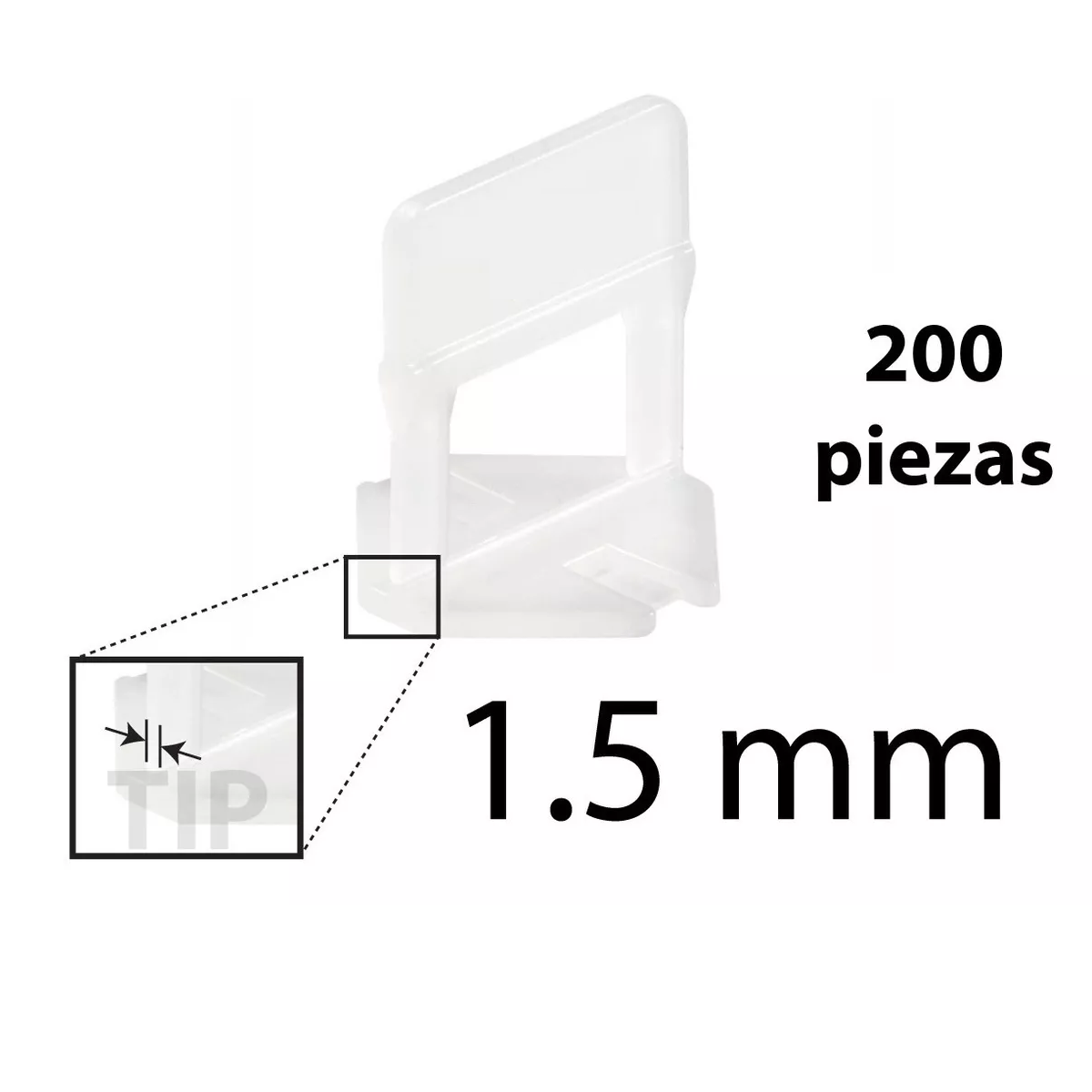 Foto 3 pulgar | 200 Clip O Corbata 1 Mm  Niveladores Porcelanico Losetas Porcelana Eo Safe Imports Esi-13272 Blanco