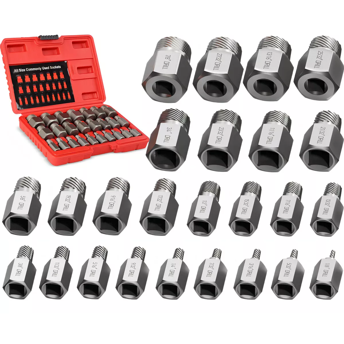Foto 3 pulgar | Kit Extractores de Acero para Tornillos Birlos y Pernos Rotos Eo Safe Imports ESI-14111 Plateados 25 Piezas