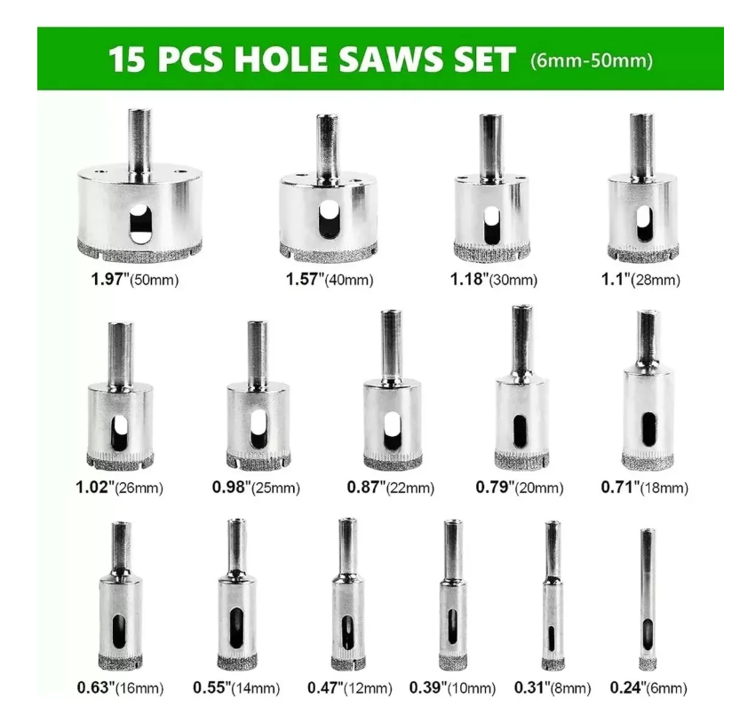Foto 5 pulgar | 16 Piezas Xtellar Brocas De Diamante Con Guía Para Cerámica Y Vidrio