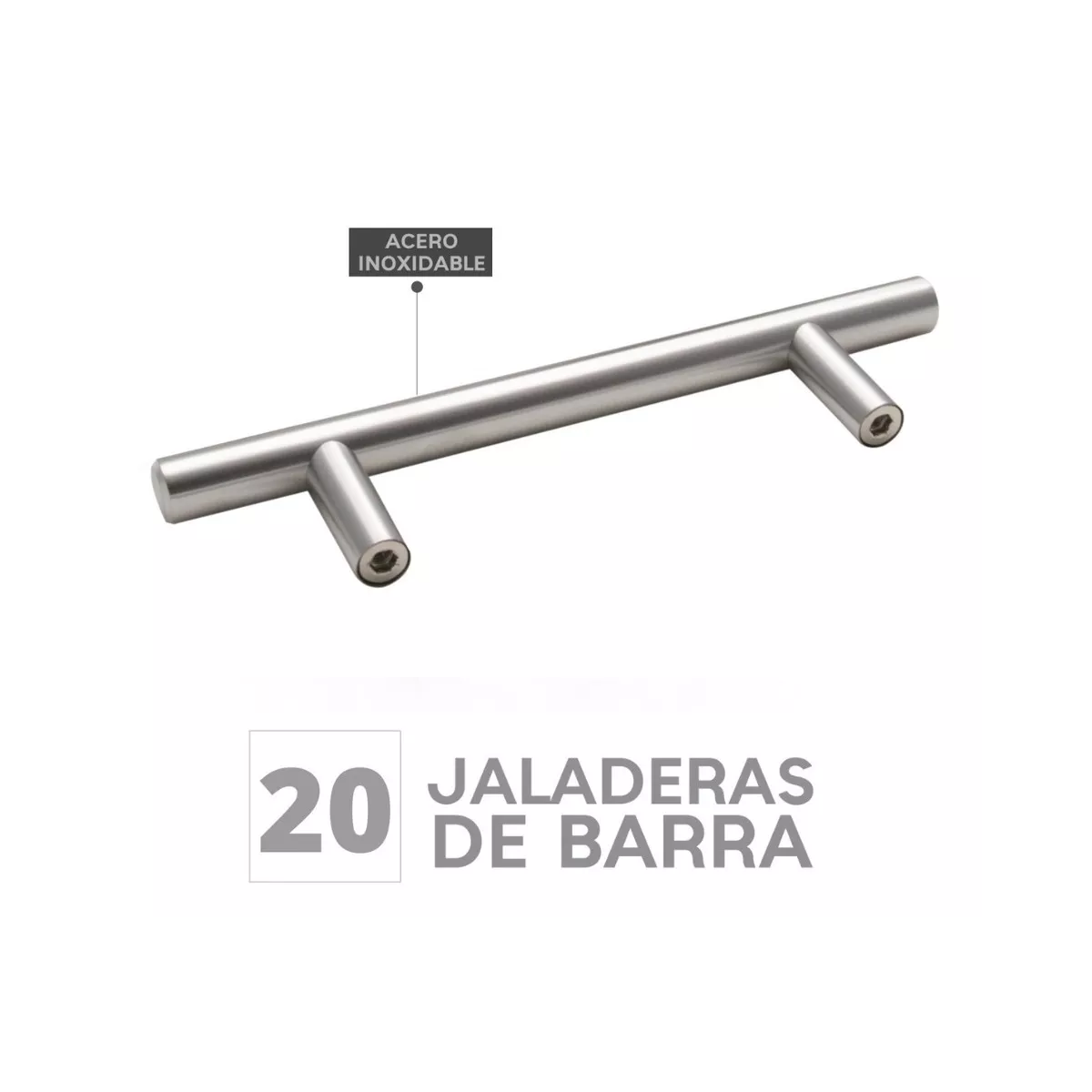 Foto 2 | Set Jaladera de Barra en Acero Inoxidable Hueca 20 Piezas Eo Safe Imports Esi-8348 color Gris