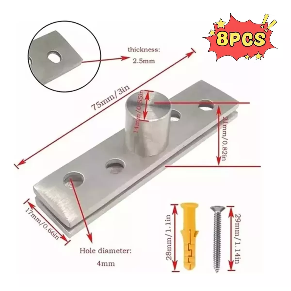 Foto 3 pulgar | Bisagra de Pivote Giratoria 360° Eo Safe Imports ESI-14117 Plateado 8 Piezas