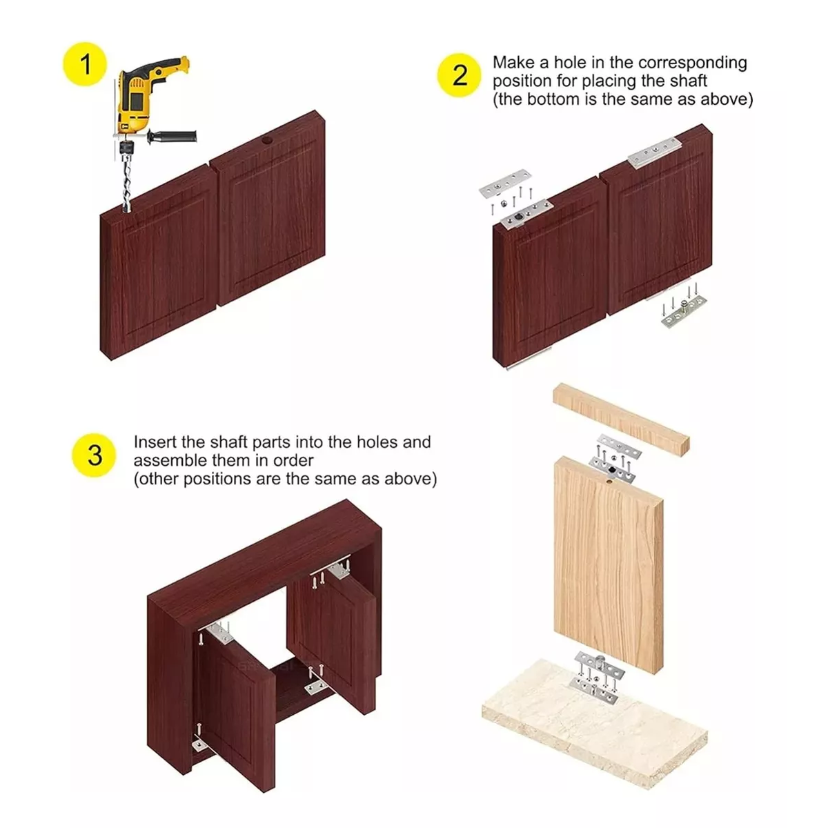 Foto 4 pulgar | Bisagra de Pivote Giratoria 360° Eo Safe Imports ESI-14117 Plateado 8 Piezas