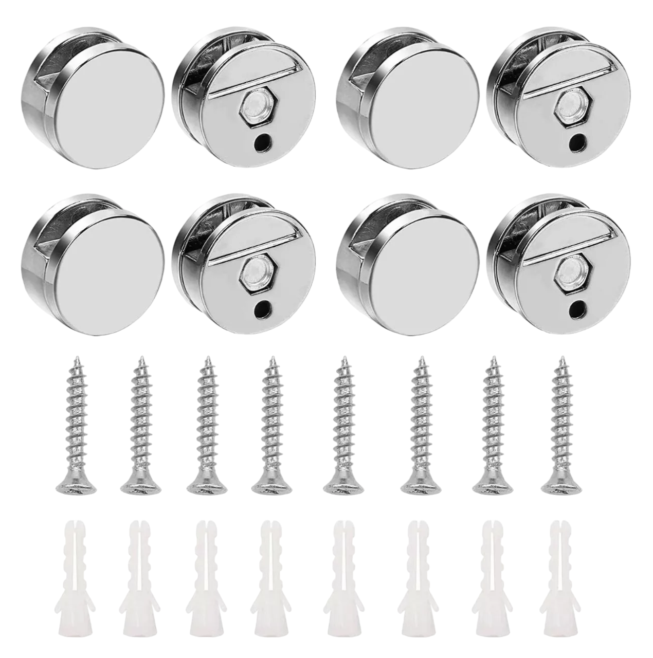 Foto 2 pulgar | Soportes De Espejo Para Vidrio Espejo Ajuste Fijo De 4-7mm 8 Pzs Plata