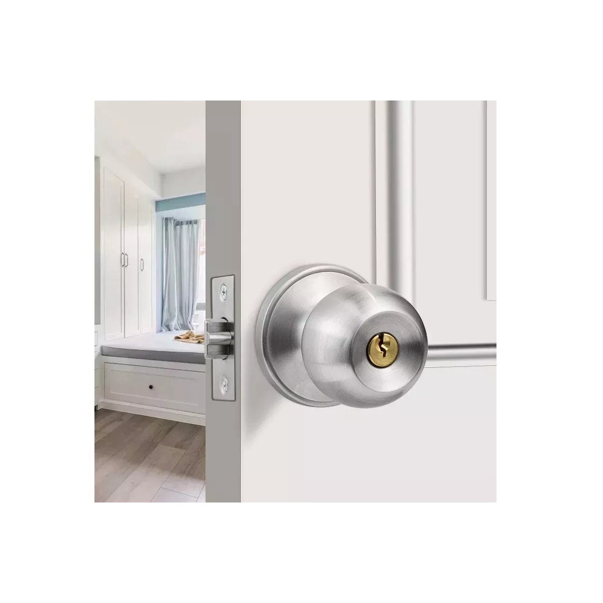 Foto 4 pulgar | Cerraduras de Acero Inoxidable Eo Safe Imports Esi-17888 Plateadas 2 piezas para Puerta Principal