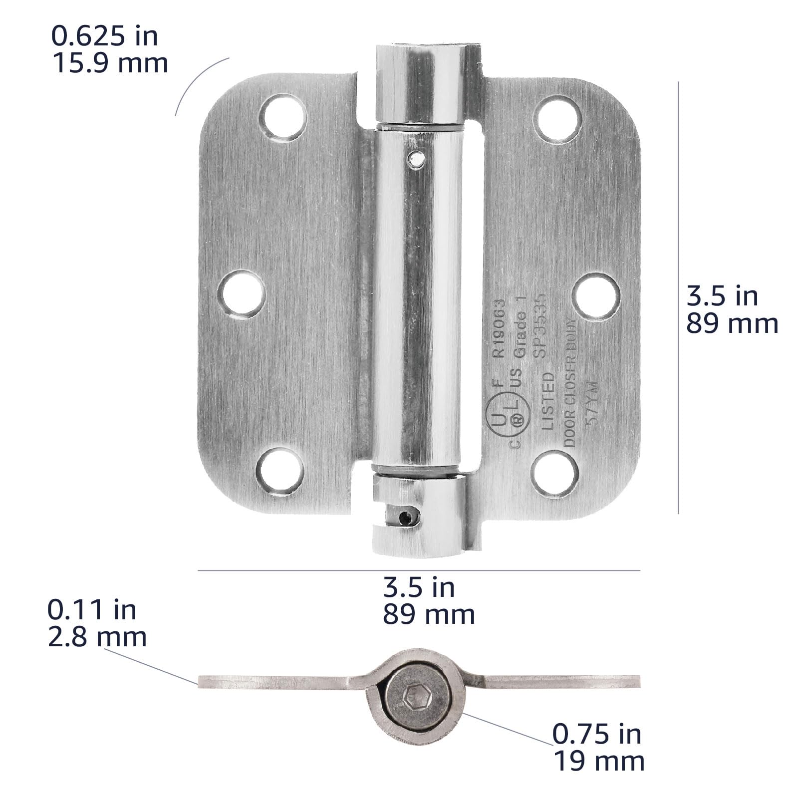 Foto 4 | Bisagra de Puerta Amazon Basics con Cierre Automático 9 x 9 cm Níquel Satinado - Venta Internacional