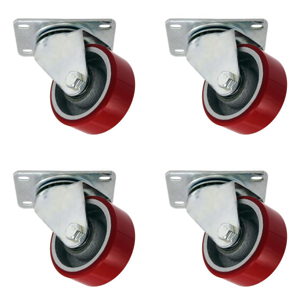 Foto 1 | Pack 4 Ruedas Girat Doble Balero 3'' 110kg Roja Miler Cargo