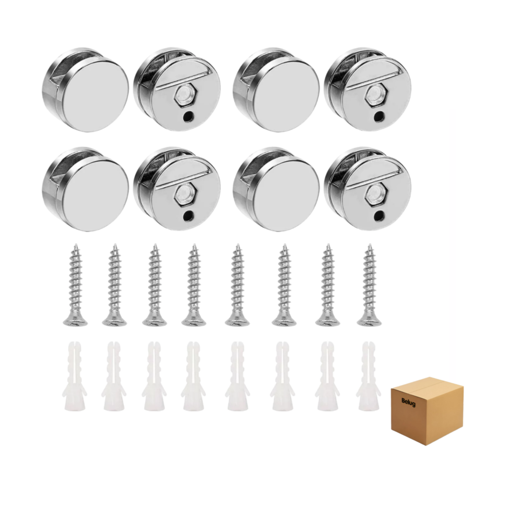 Foto 2 pulgar | Soportes De Espejo Para Vidrio Espejo Ajuste Fijo De 4-7mm 8 Pzs, Belug Plata