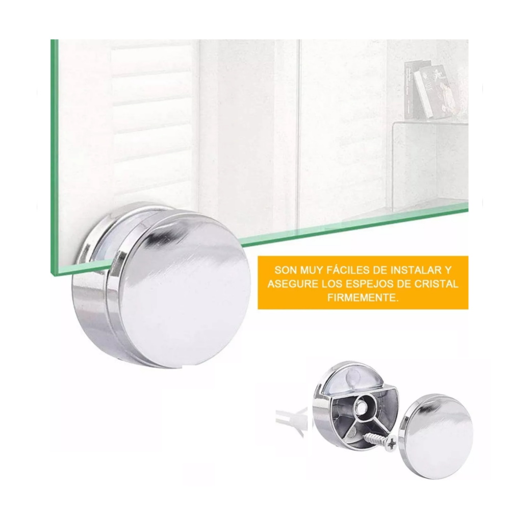 Foto 4 pulgar | Soportes De Espejo Para Vidrio Espejo Ajuste Fijo De 4-7mm 8 Pzs, Belug Plata