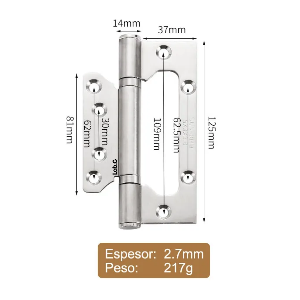 Foto 4 pulgar | Bisagras Para Puertas 5x3x3 De 304 Lab.g  Acero Inoxidable 6pcs Plata