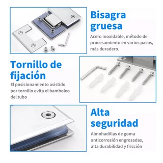 Foto 2 | 2pcs Bisagra Belug Muro Vidrio Plata Para 8-12mm Puerta De Cristal Plata