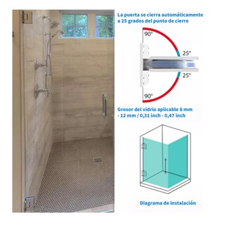 Foto 3 | 2pcs Bisagra Belug Muro Vidrio Plata Para 8-12mm Puerta De Cristal Plata