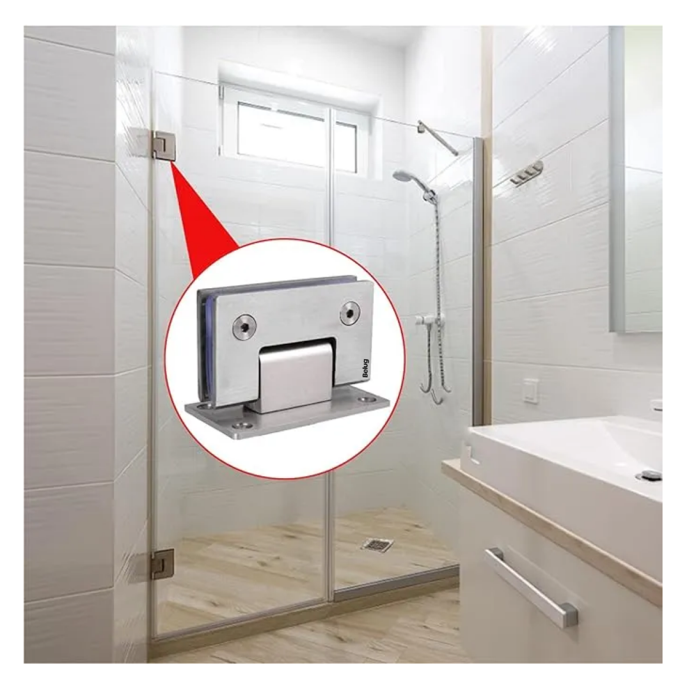 Foto 6 pulgar | 2pcs Bisagra  Belug Muro Vidrio Plata Para 8-12mm Puerta De Cristal Plata