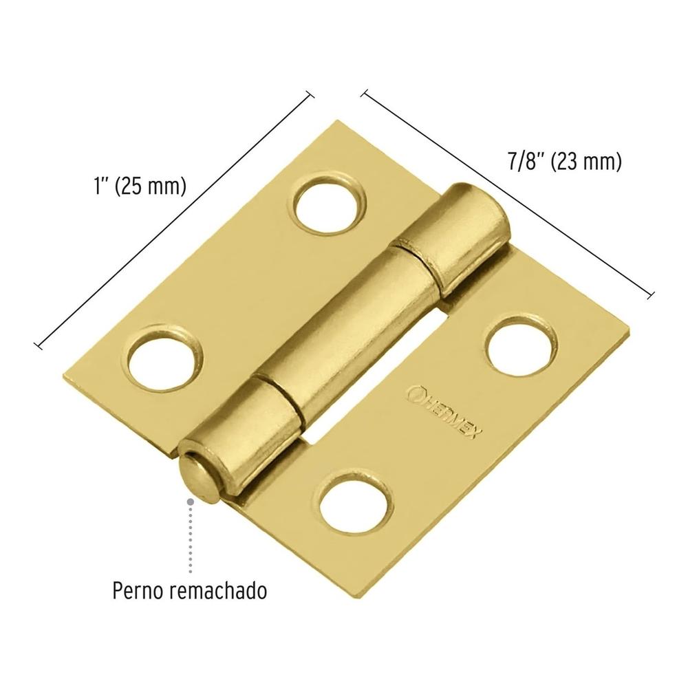 Foto 3 pulgar | Bisagra Rectangular 1'' Acero Latonado Hermex Br-101