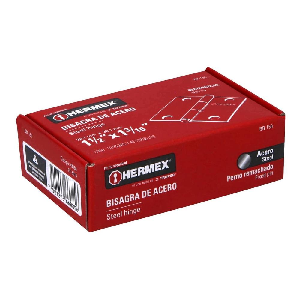 Foto 3 | Bisagra Rectangular De Acero Cabeza Media Bola 1 1/2'' Hermex