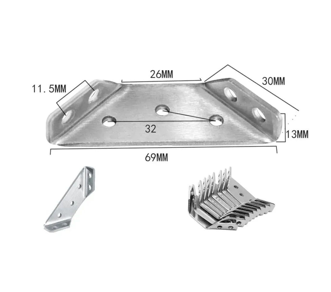 Foto 5 pulgar | Conector De Esquina Para Muebles De Acero Inoxidable 20 Pzs  Plata