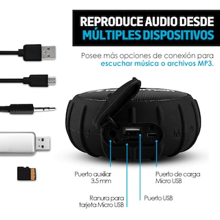 Foto 4 | Bocina Bluetooth Redlemon 79127 color Negro Inalámbrica Portátil Contra Agua Resistente a Golpes y Caídas Sonido HD