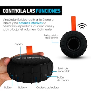 Foto 5 | Bocina Bluetooth Redlemon 79127 color Negro Inalámbrica Portátil Contra Agua Resistente a Golpes y Caídas Sonido HD