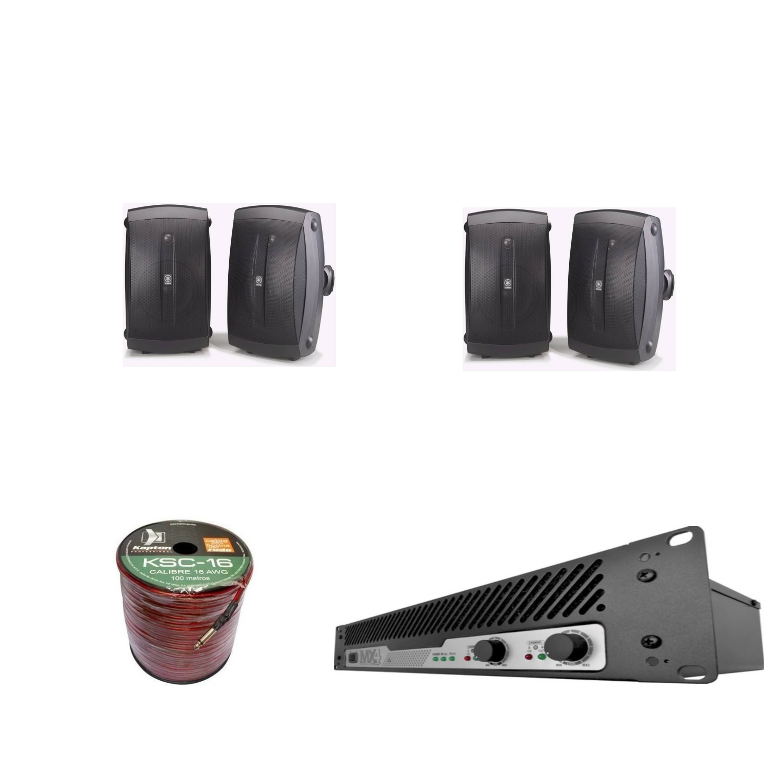 Bocinas para Audio Instalación Yamaha Nsaw350bl color Negro 4 Bocinas con Amplificador Mx4