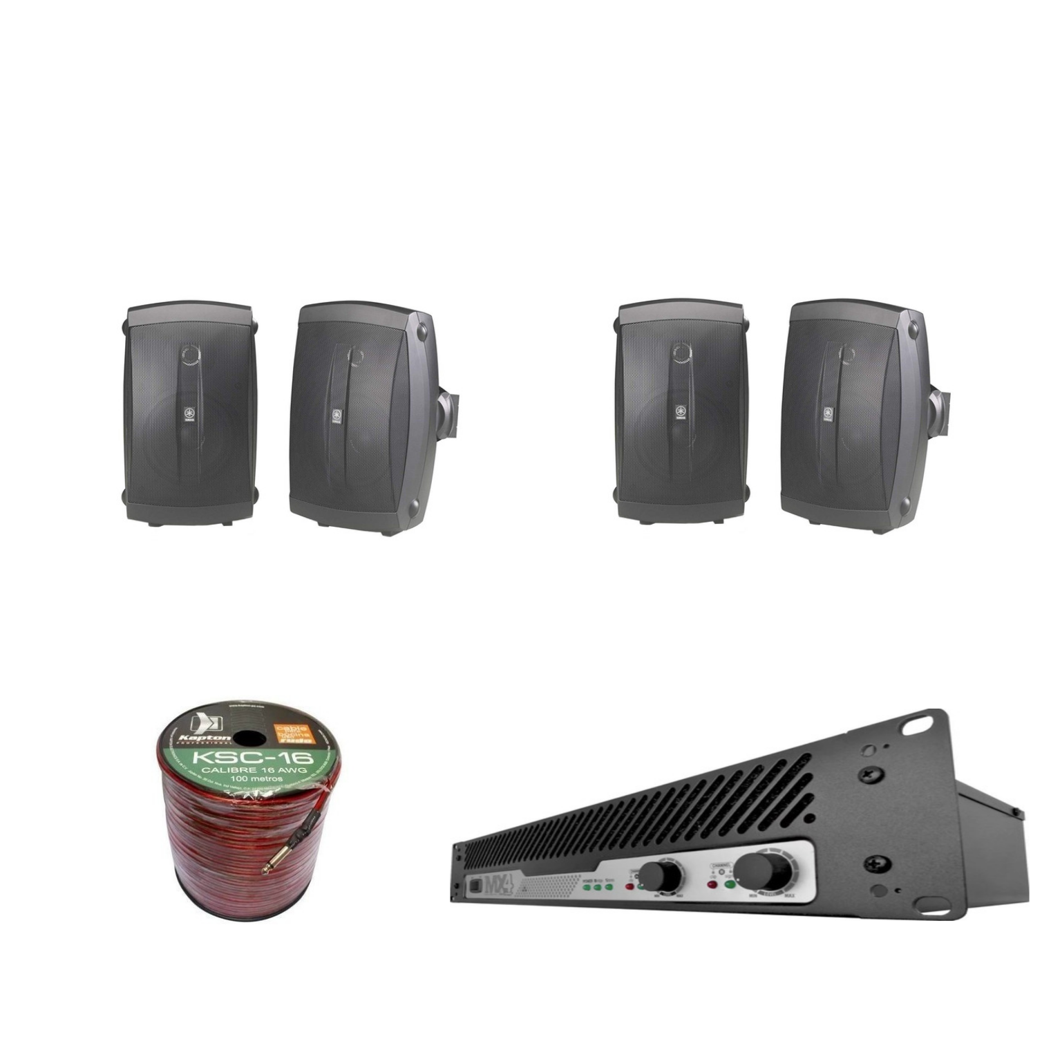 Bocinas para Audio Instalación Yamaha Nsaw150bl color Negro 4 Bocinas con Amplificador Mx4