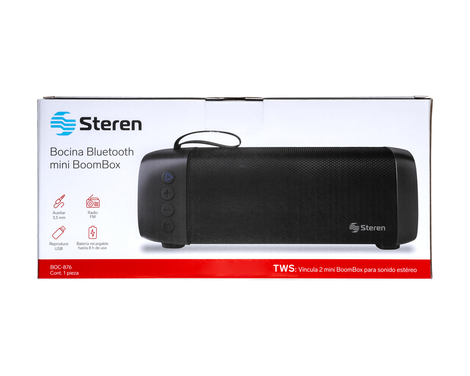 Foto 4 pulgar | Bocina Bluetooth Mini Boombox Tws Boc-876 color Negro